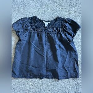 Eduardo Blanco Women’s‎  100% Silk Top Navy Blue Size M